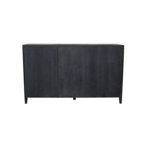 Alpine Furniture Oscar Sideboard — Bold Black Fluted Glass Cabinets, Natural Shelves, Smooth Drawers, Fully Assembled 4768-06