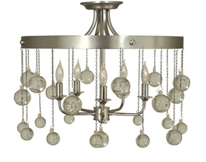 Framburg 5-light Elegant Falling Stars Semiflush Ceiling Fixture With Stunning Glass Balls, Made In Usa Satin Pewter With Polished Nickel Metal 4768 Sp/Pn