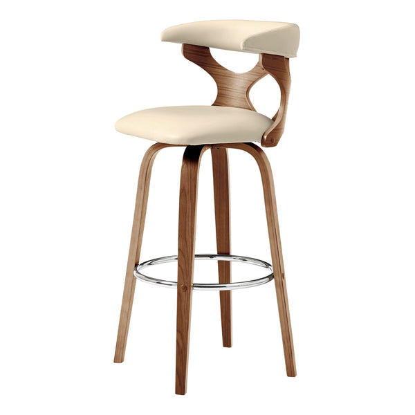 Homeroots 26" Cream And Brown Faux Leather Swivel Counter Height Bar Chair   476803