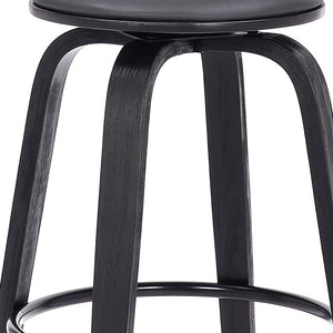 Homeroots 25" Gray And Black Solid Wood Swivel Backless Counter Height Bar Chair   476807