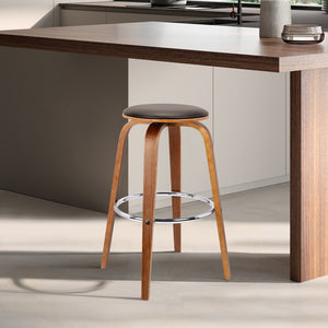 HomeRoots 25" Brown Iron Swivel Backless Bar Chair – Modern, Comfortable Seating for Kitchen or Home Bars 476808
