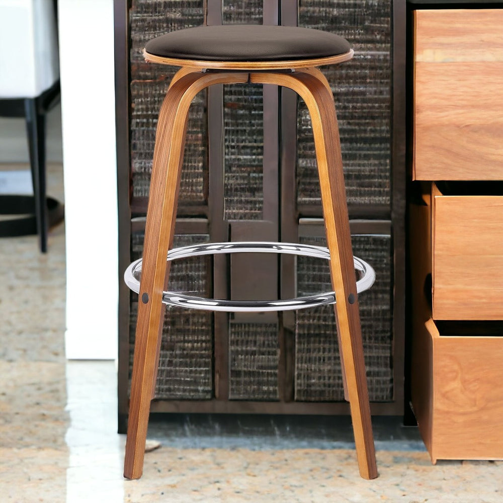 HomeRoots 25" Brown Iron Swivel Backless Bar Chair – Modern, Comfortable Seating for Kitchen or Home Bars 476808