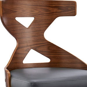 Homeroots 26" Gray And Brown Faux Leather And Solid And Manufactured Wood Counter Height Swivel Bar Chair   476818