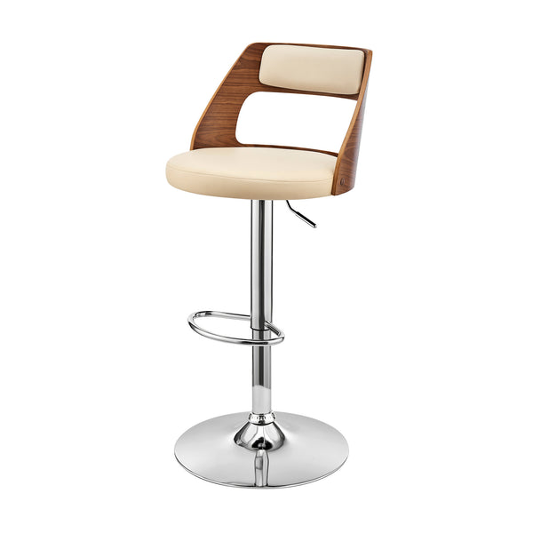 Homeroots 25" Cream And Silver Iron Swivel Adjustable Height Bar Chair   476822