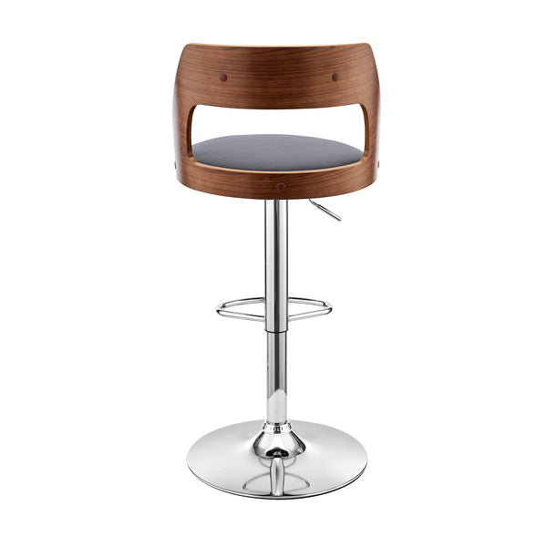 Homeroots 25" Gray And Silver Iron Swivel Adjustable Height Bar Chair   476824