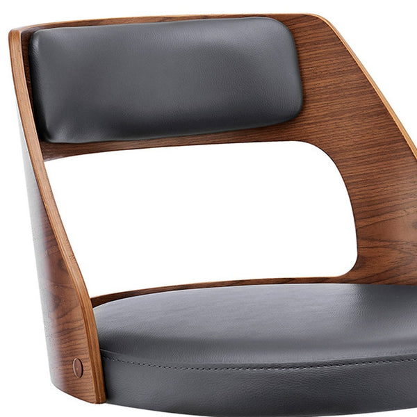 Homeroots 25" Gray And Silver Iron Swivel Adjustable Height Bar Chair   476824