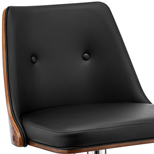 Homeroots 25" Black And Silver Faux Leather And Iron Swivel Adjustable Height Bar Chair   476826