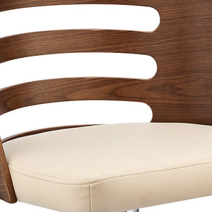 Homeroots 25" Cream And Silver Iron Swivel Adjustable Height Bar Chair   476829