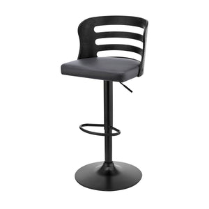 Homeroots 25" Gray And Black Iron Swivel Adjustable Height Bar Chair   476830