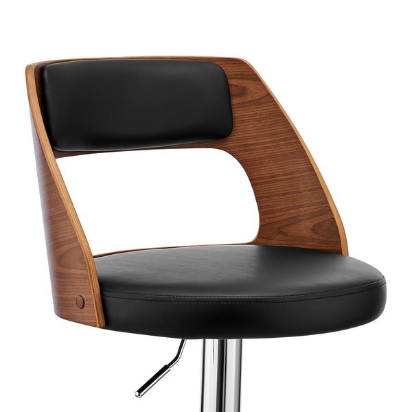 Homeroots 25" Black And Silver Iron Swivel Adjustable Height Bar Chair   476832