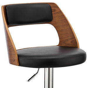 Homeroots 25" Black And Silver Iron Swivel Adjustable Height Bar Chair   476832