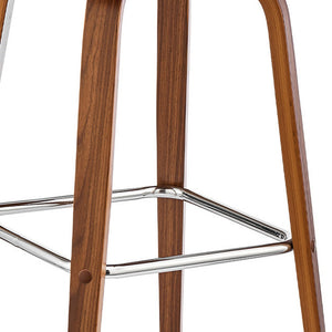 Homeroots 27" Cream And Brown Faux Leather And Solid And Manufactured Wood Counter Height Swivel Bar Chair   476835