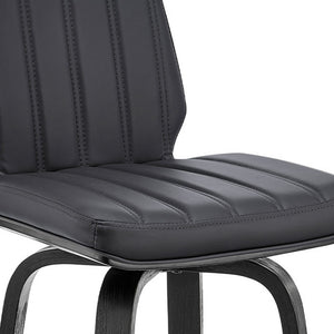 Homeroots 27" Gray And Black Faux Leather And Iron Counter Height Swivel Bar Chair   476836