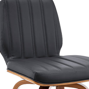 Homeroots 31" Gray And Brown Faux Leather And Solid And Manufactured Wood Bar Height Swivel Bar Chair   476840