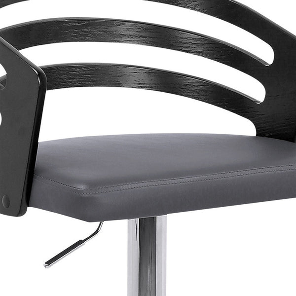 Homeroots 25" Gray And Silver Iron Swivel Adjustable Height Bar Chair   476845