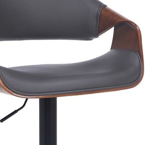 Homeroots 25" Gray And Black Iron Swivel Adjustable Height Bar Chair   476847