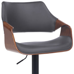 Homeroots 25" Gray And Black Iron Swivel Adjustable Height Bar Chair   476847