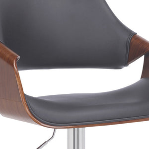 Homeroots 25" Gray And Silver Iron Swivel Adjustable Height Bar Chair   476849