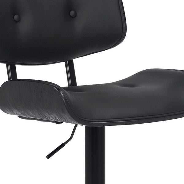 Homeroots 25" Black Iron Swivel Adjustable Height Bar Chair   476850