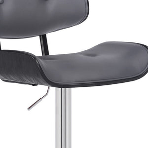 Homeroots 25" Gray And Silver Iron Swivel Adjustable Height Bar Chair   476853