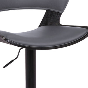 Homeroots 24" Gray And Black Iron Swivel Adjustable Height Bar Chair   476854