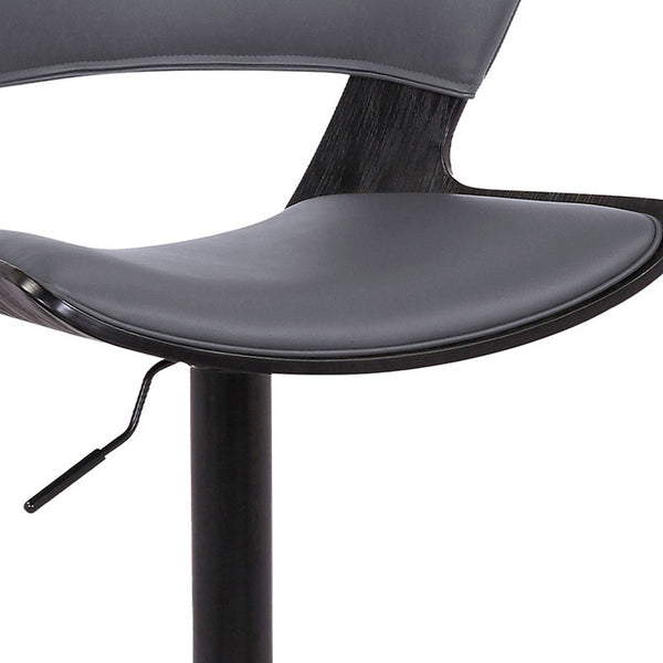 Homeroots 24" Gray And Black Iron Swivel Adjustable Height Bar Chair   476854