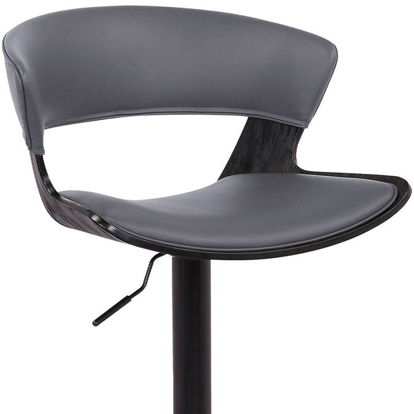 Homeroots 24" Gray And Black Iron Swivel Adjustable Height Bar Chair   476854