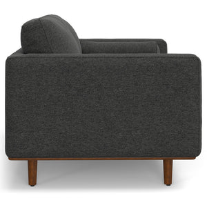 English Elm Morrison Mid-Century 72" Sofa with Ottoman Set — Eco-Friendly Recycled Fabric, Plush Feather Fill, Sturdy Craftsmanship Charcoal grey B136P199229