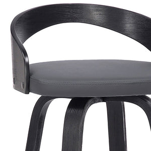 Homeroots 26" Gray And Black Faux Leather And Iron Swivel Low Back Counter Height Bar Chair   476861