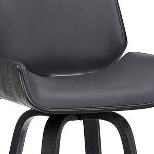 Homeroots 30" Gray And Black Faux Leather And Iron Swivel Bar Height Bar Chair   476866