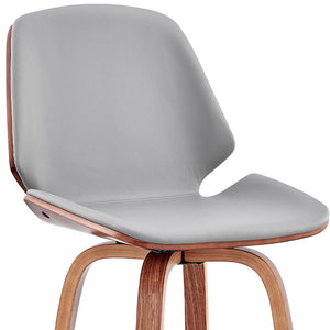 Homeroots 26" Gray And Brown Swivel Counter Height Bar Chair   476867