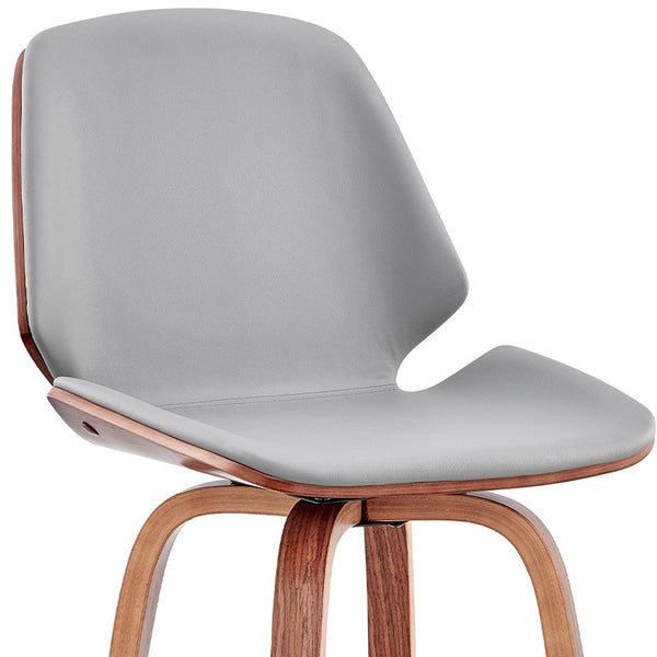 Homeroots 26" Gray And Brown Swivel Counter Height Bar Chair   476867