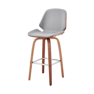 Homeroots 26" Gray And Brown Swivel Counter Height Bar Chair   476867