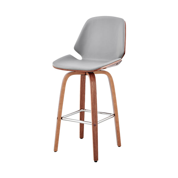 Homeroots 26" Gray And Brown Swivel Counter Height Bar Chair   476867