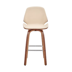 HomeRoots 26" Cream Swivel Bar Chair with Walnut Base - Ergonomic Comfort & Modern Style for Your Home! 476868