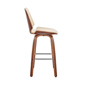 HomeRoots 26" Cream Swivel Bar Chair with Walnut Base - Ergonomic Comfort & Modern Style for Your Home! 476868