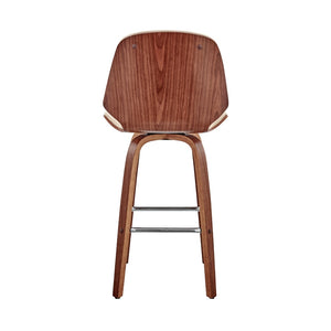 HomeRoots 26" Cream Swivel Bar Chair with Walnut Base - Ergonomic Comfort & Modern Style for Your Home! 476868