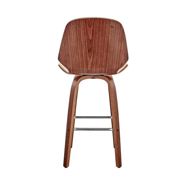 HomeRoots 26" Cream Swivel Bar Chair with Walnut Base - Ergonomic Comfort & Modern Style for Your Home! 476868