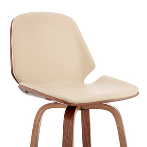 HomeRoots 26" Cream Swivel Bar Chair with Walnut Base - Ergonomic Comfort & Modern Style for Your Home! 476868