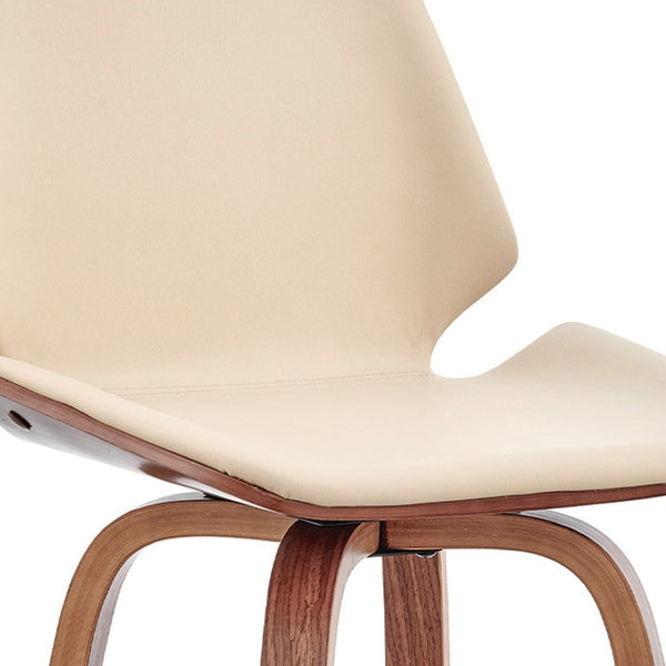 HomeRoots 26" Cream Swivel Bar Chair with Walnut Base - Ergonomic Comfort & Modern Style for Your Home! 476868