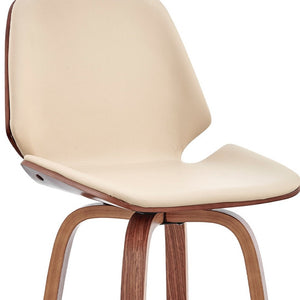 HomeRoots 26" Cream Swivel Bar Chair with Walnut Base - Ergonomic Comfort & Modern Style for Your Home! 476868