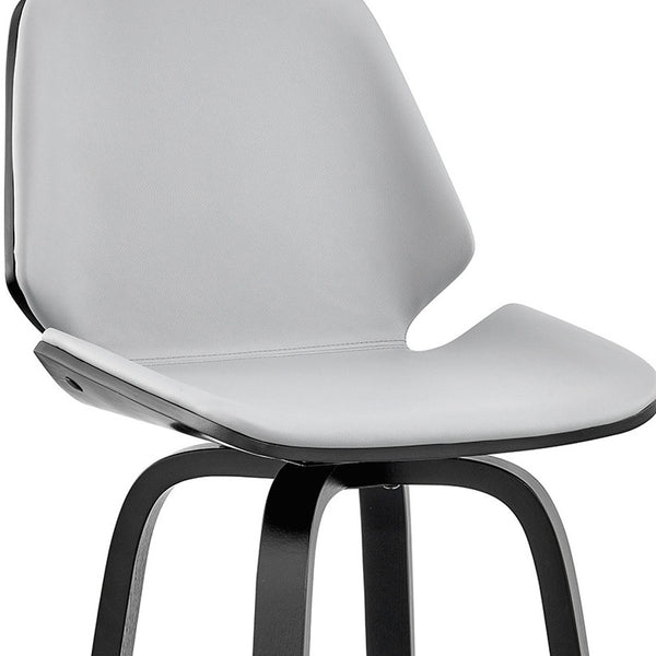 Homeroots 26" Gray And Black Iron Swivel Counter Height Bar Chair   476870