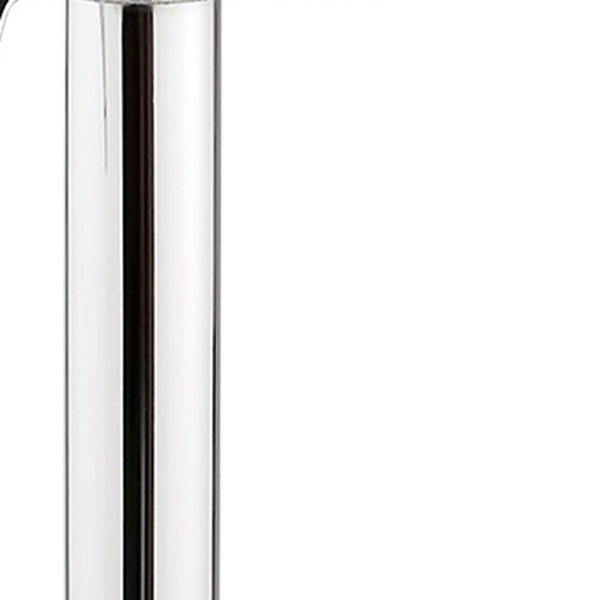 Homeroots 24" Cream And Silver Iron Swivel Adjustable Height Bar Chair   476878