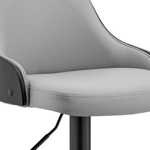 Homeroots 24" Gray And Black Iron Swivel Adjustable Height Bar Chair   476880