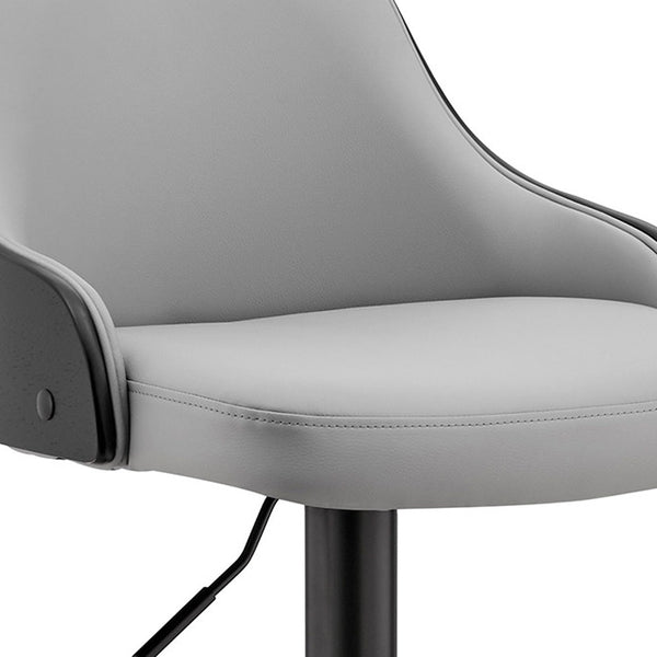 Homeroots 24" Gray And Black Iron Swivel Adjustable Height Bar Chair   476880