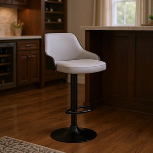 HomeRoots 24" Modern Gray and Black Adjustable Swivel Bar Chair for Kitchen, Home, or Office Comfort & Style 476880