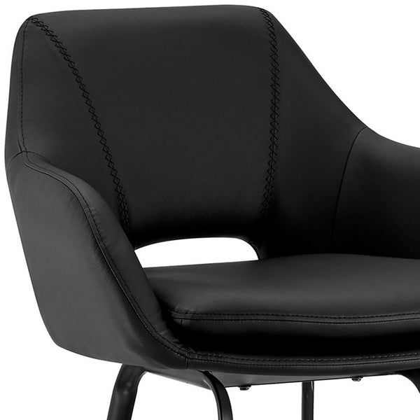 Homeroots 26" Black Fabric And Iron Low Back Counter Height Swivel Bar Chair   476881