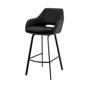 Homeroots 26" Black Fabric And Iron Low Back Counter Height Swivel Bar Chair   476881