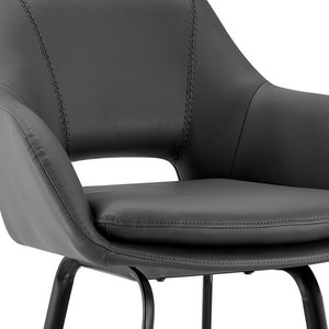 Homeroots 26" Gray And Black Iron Swivel Low Back Counter Height Bar Chair   476883