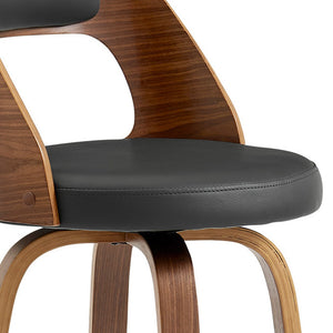 Homeroots 26" Gray And Brown Swivel Counter Height Bar Chair   476889